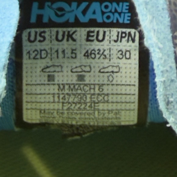 Hoka One One Mach 6 Men's Size 12 D Blue White Athletic Running Shoes Sneakers - Picture 11 of 11